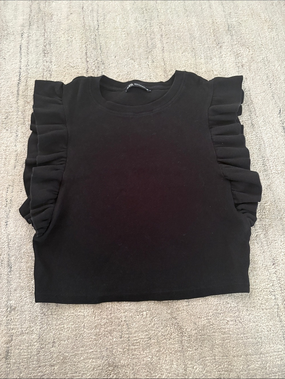 Zara Black Ruffle Sleeve Tank Top